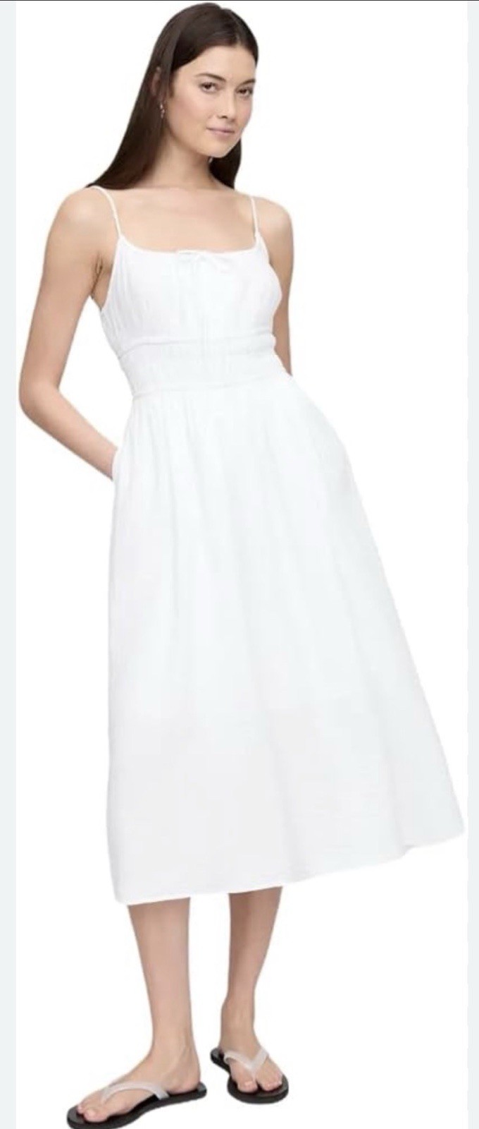 Gap Tie Front Woven Cotton Maxi Dress Size XS NWT RT$80
