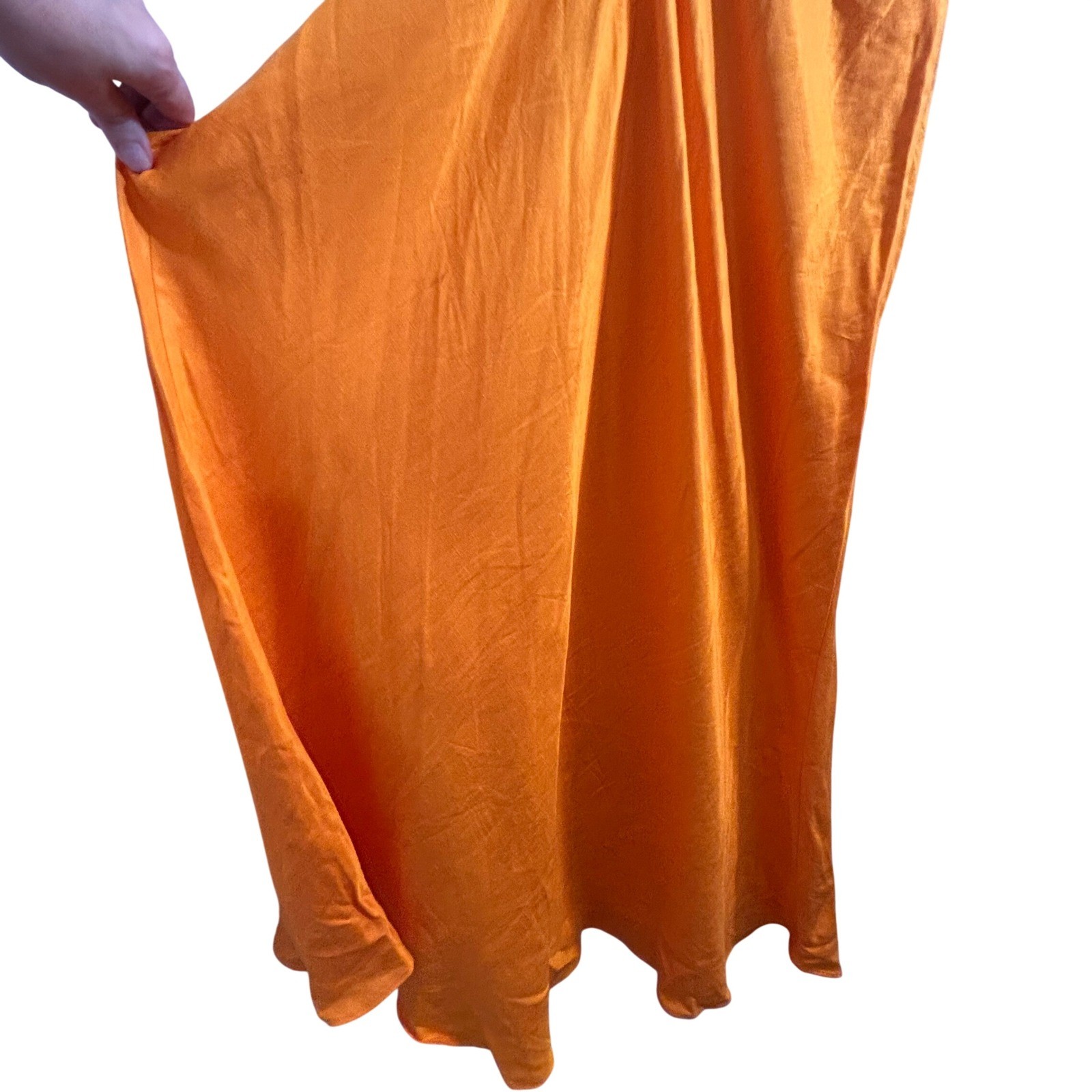Banana Republic Womens Orange Rayon Linen Puff Sleeve V-Neck Maxi Dress Size 8