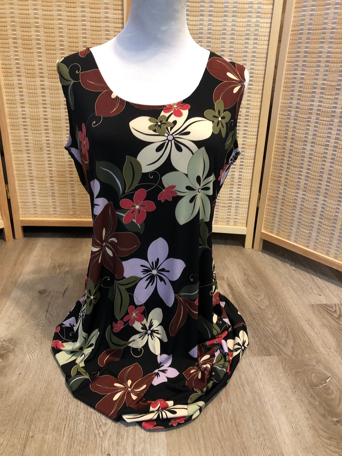 MD Fashion Sleeveless Luau Dress Black Maroon Purple Large L Polyester H173