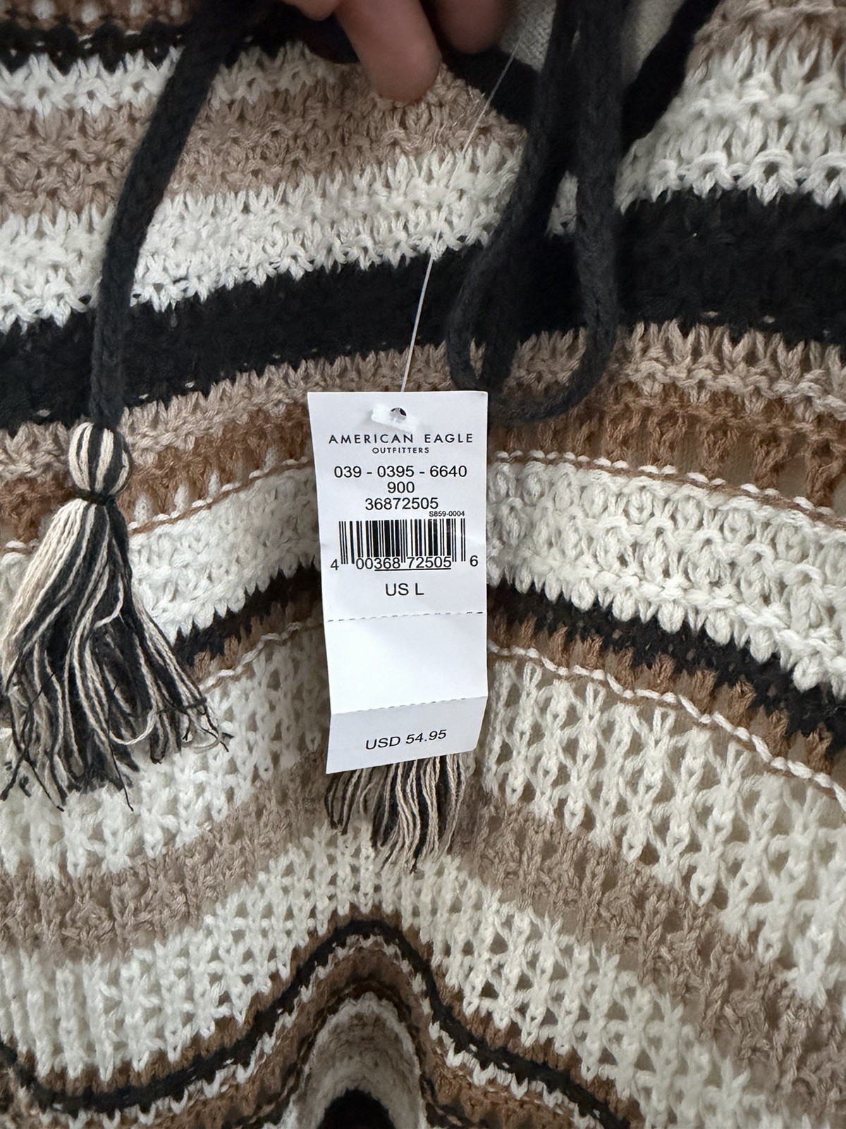 American Eagle Crochet Knit Swing Dress Sz L NWT Boho Stripe