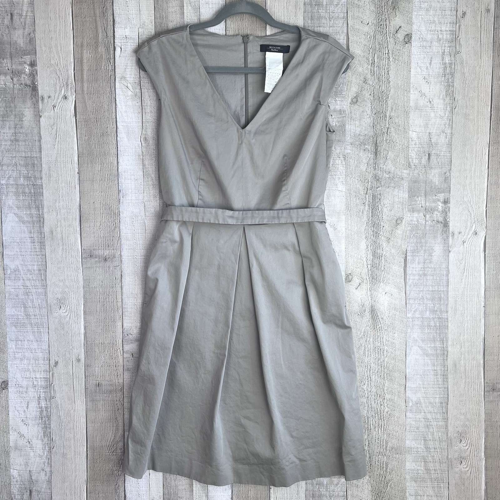 Max Mara Weekend FANELLO A Line Dress Women Size 40/ US-8 Dove Gray Pleated Belt