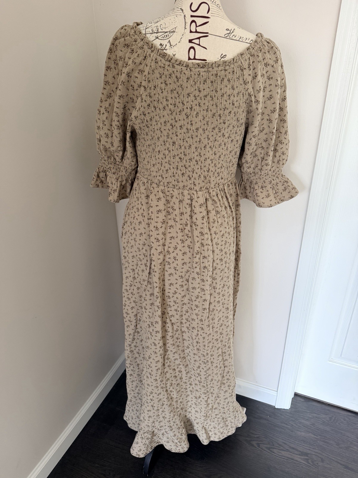 WORTH COLLECTIVE SIENNA COTTON PUFF SLEEVE BUMP FRIENDLY MAXI DRESS XL 14/16