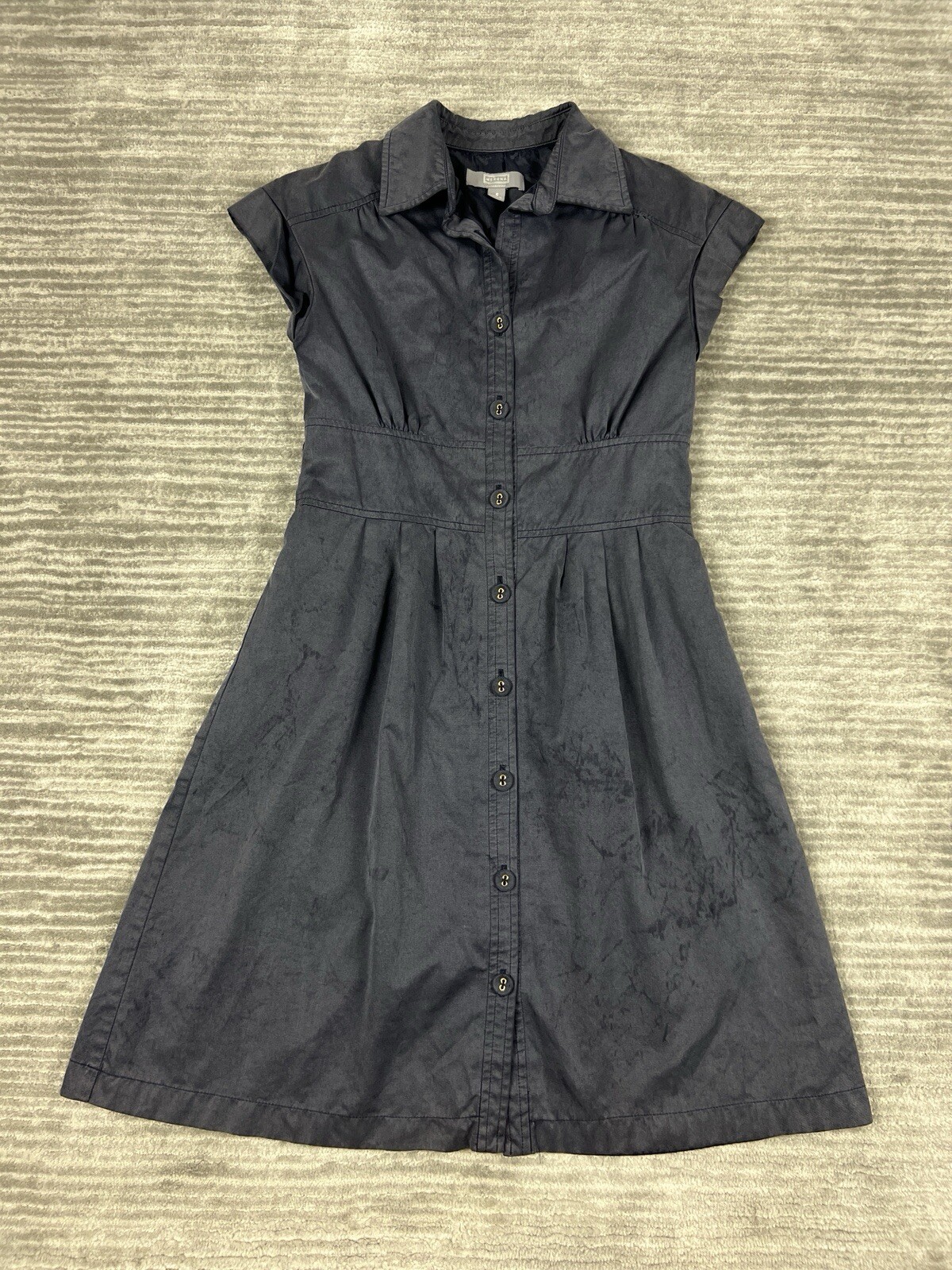 Merona Dress Womens 6 Blue Shortsleeve Collared Button Up Lined Polyester Blend