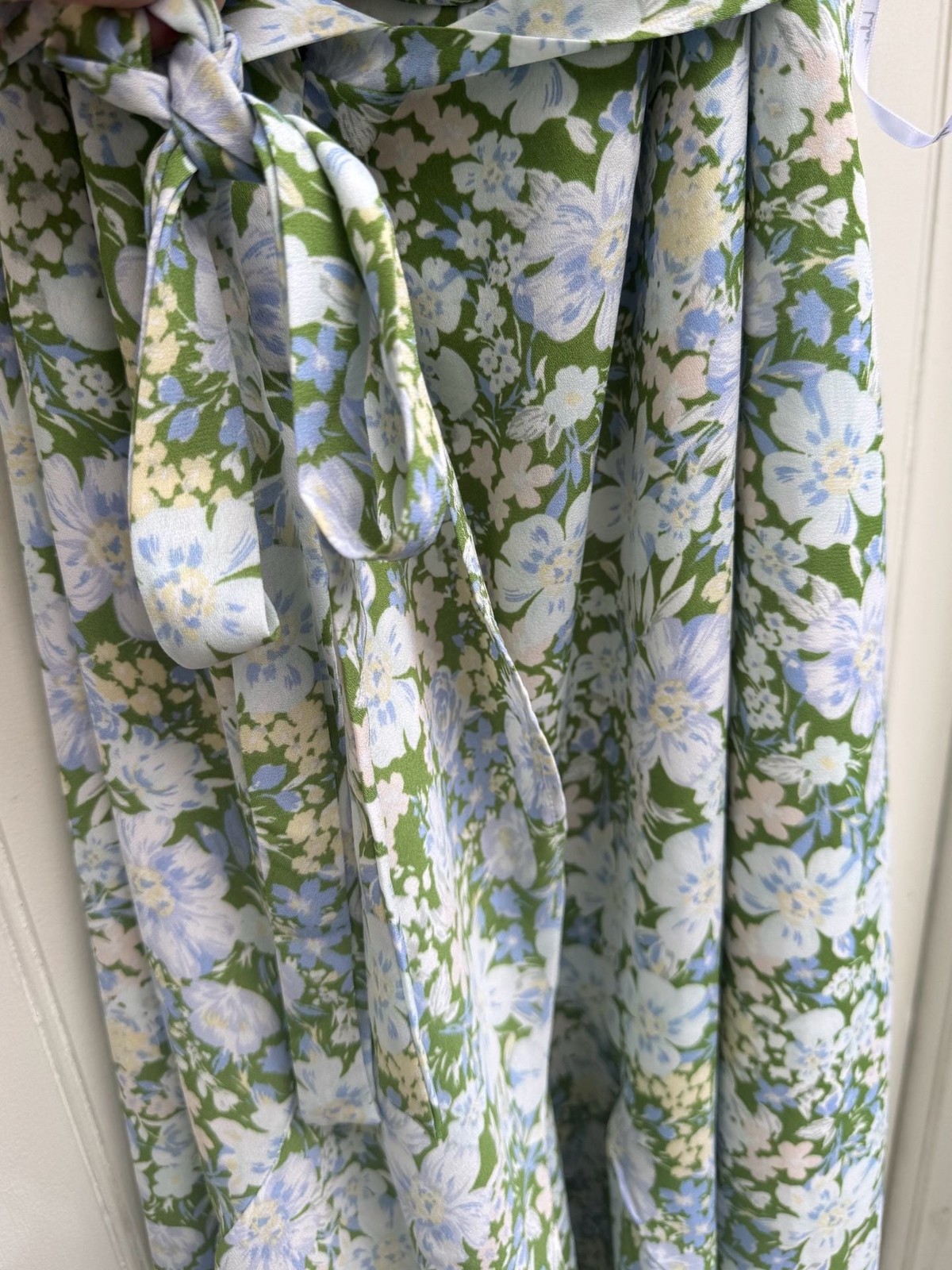 Lulus Rite of Spring Green Floral Print Cold-Shoulder Wrap Dress