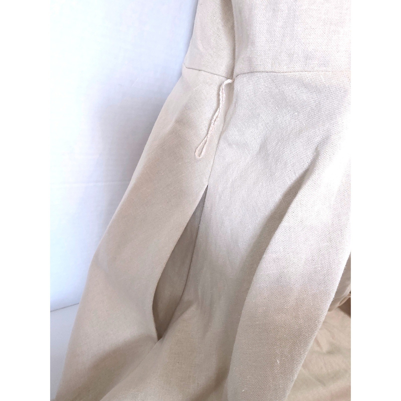 AA Studio Khaki Linen Blend Button Front Sleeveless Midi Shirtdress 16 RUN SMALL