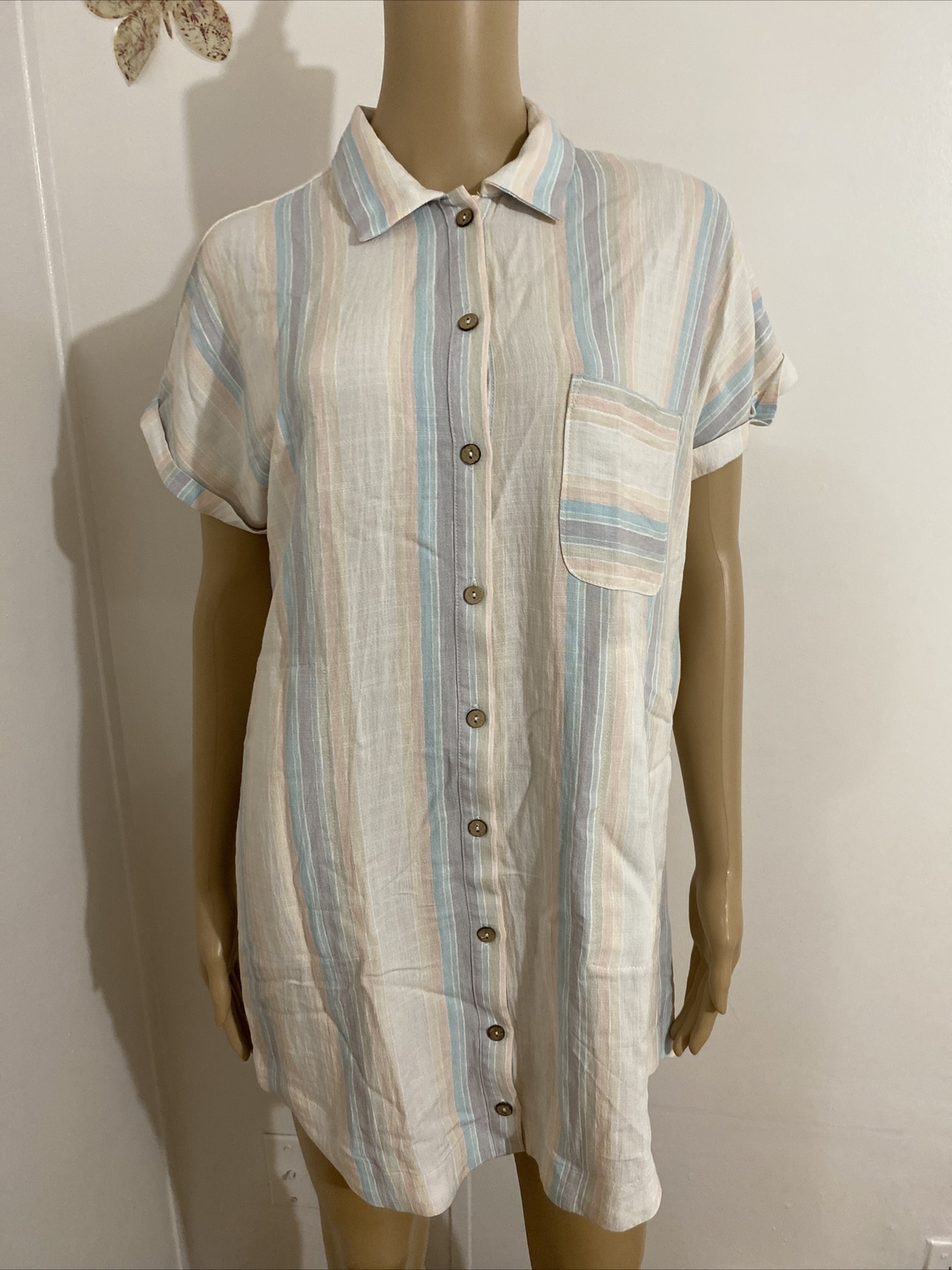 STYLE RACK Button Down Shirt Dress Multicolor Size S 100% Rayon Women’s NEW!