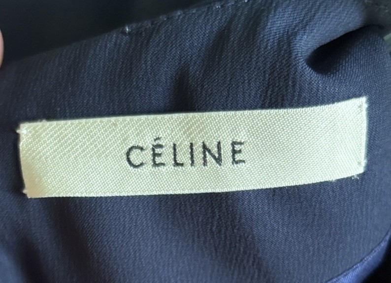 CELINE Phoebe Philo Navy Cowl Neck Sleeveless Dress Knee Length Sz 34 XS France