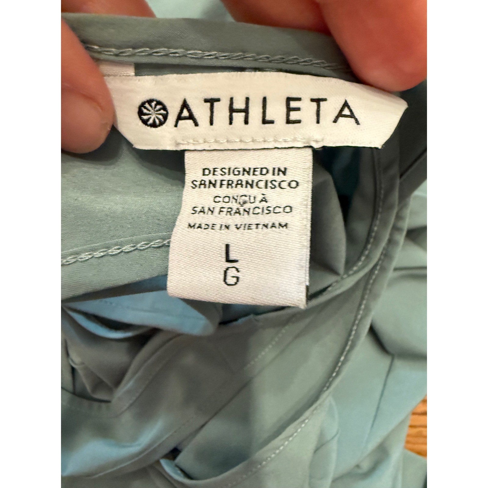Athleta Presidio Dress Womens Large Blue Midi High Low Racerback Pockets 486452