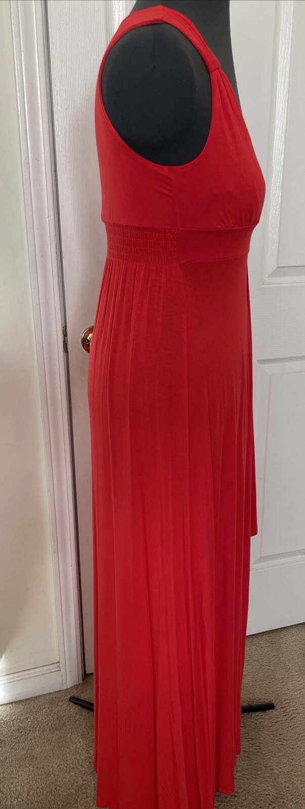 Boston Proper Sleeveless V-neck Flowing Jersey Red High Low Maxi Dress Sz Small