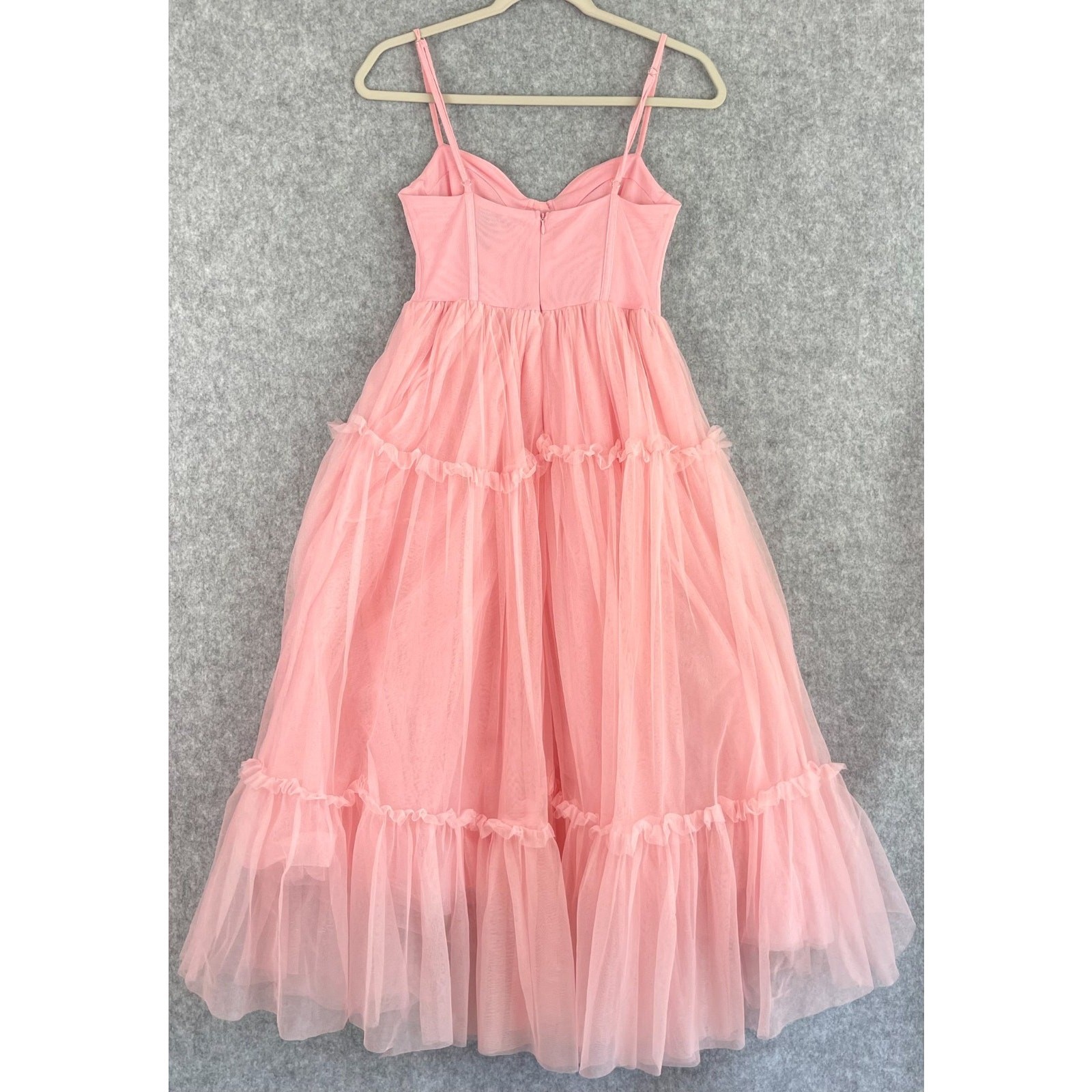 Forever 21 Tulle Ruffled Bustier Dress Womens Small Pink Fairy Whimsy Delicate