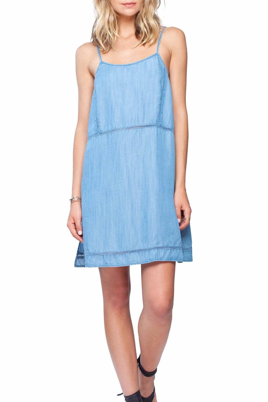 Gentle Fawn Women’s Lightweight Sleeveless Crochet Trim Denim Dress Blue Wash, M
