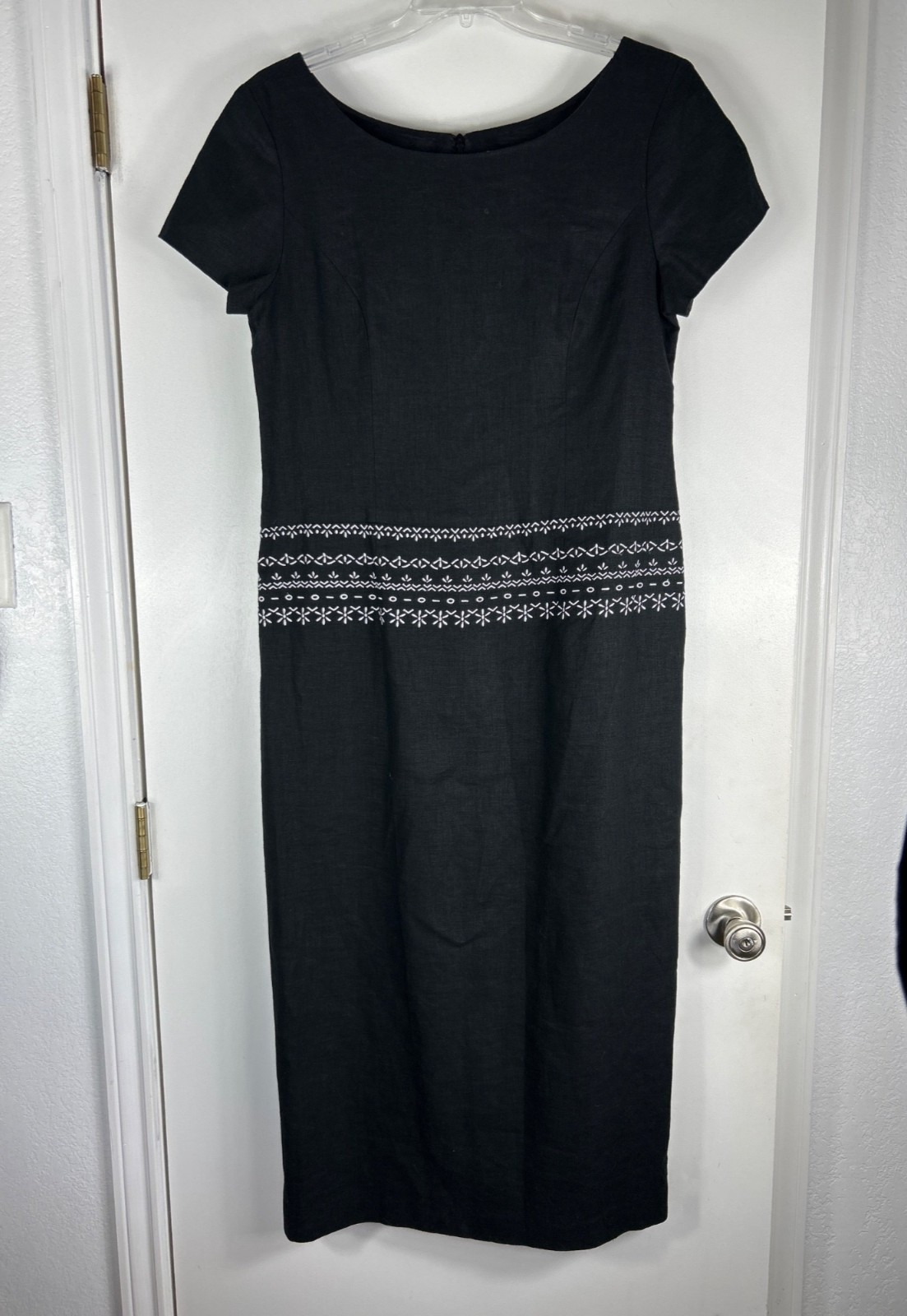 Jessica Howard Black Short Sleeve Linen Blend Maxi Dress Size 14