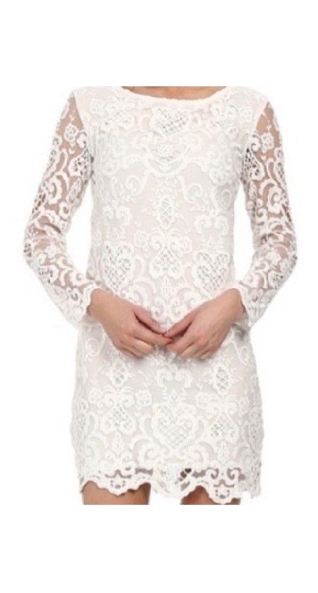 French Connection 0 Dress Womens White Lace Sheer Overlay Bridal Engagement NWT
