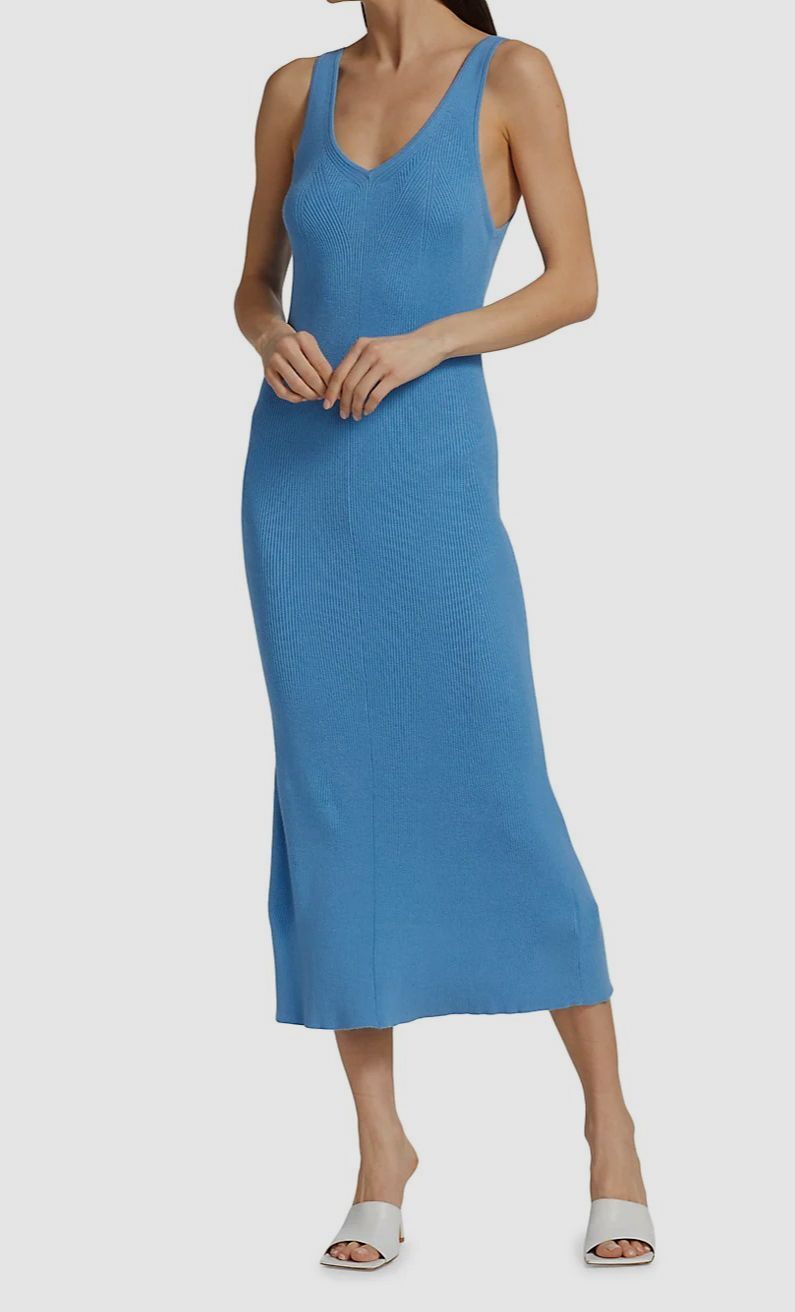 $340 REMAIN Birger Christensen Women’s Blue Olissa Knit Midi-Dress Size 4