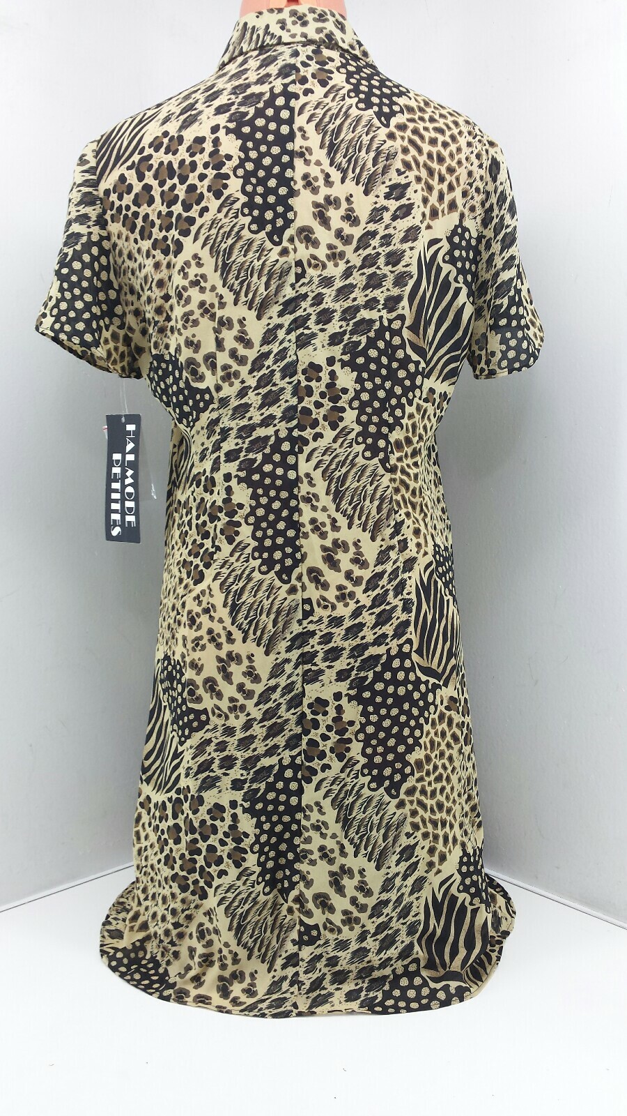 Halmode Petites Ladies Beige, Black, Brown Multi-colored Animal Print Dress. 6