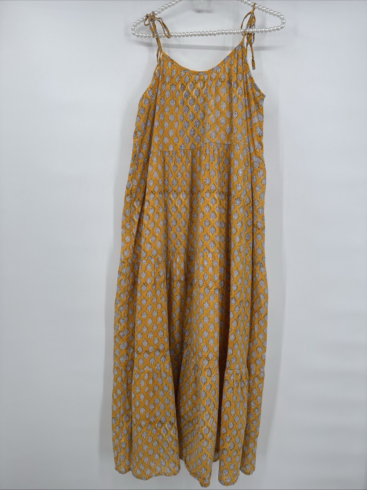Emerson Fry India Collection Hand Block Printed Button Front Maxi Dress M/L??
