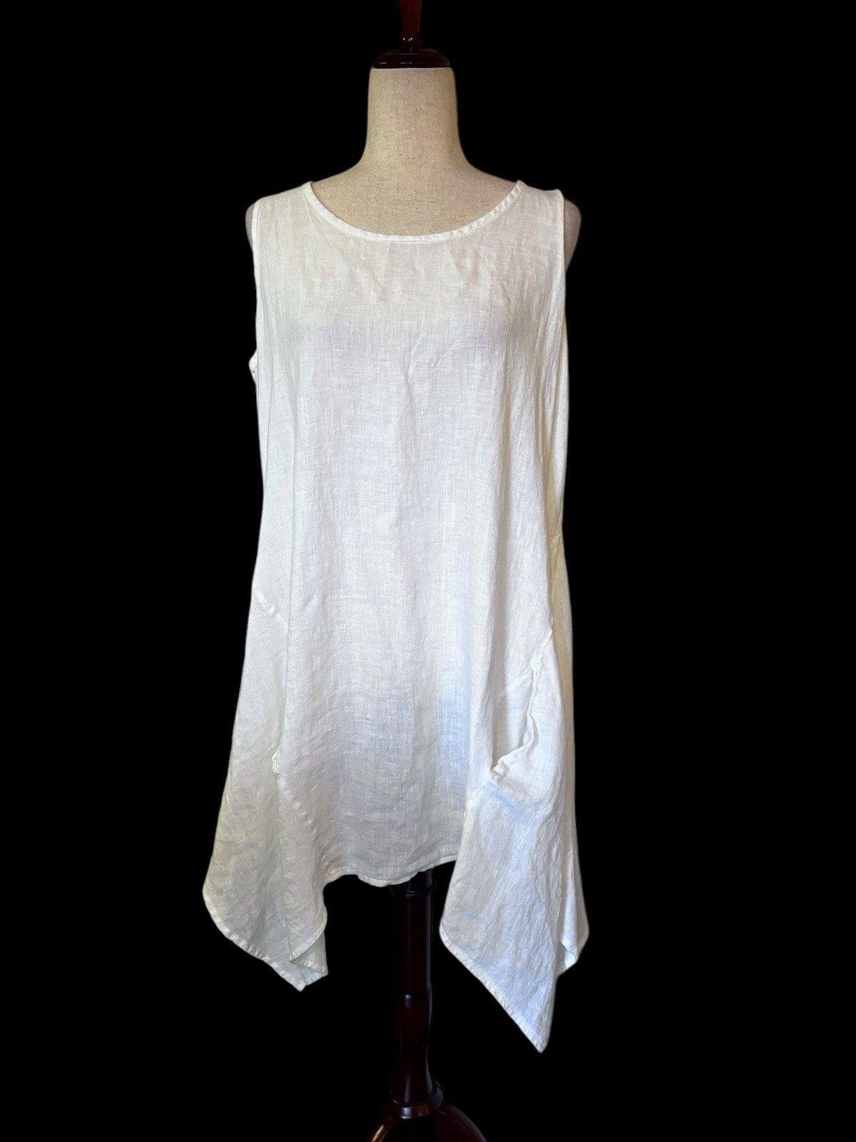LUUKAA Linen Dress Pockets White Women’s 12