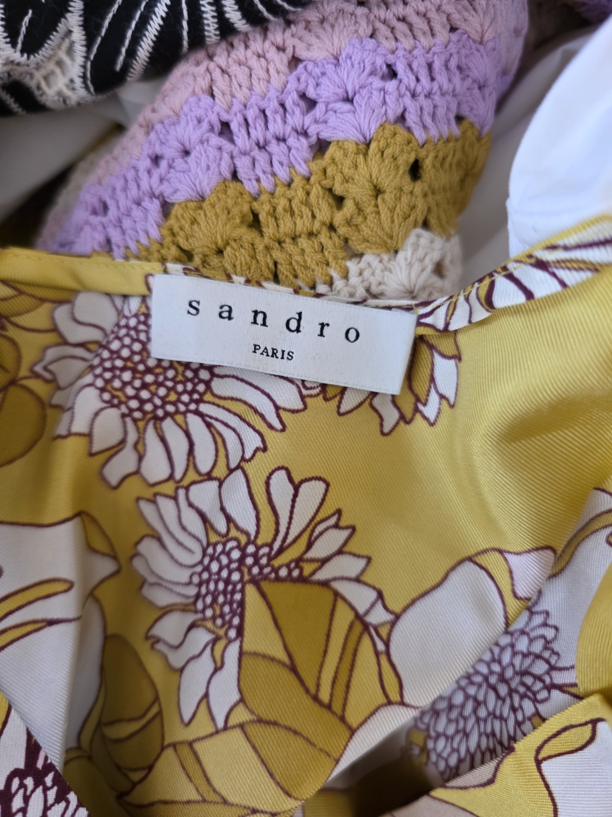 Sandro Giorgia 100% Silk Floral Printed Midi Dress Size 34 UK 6