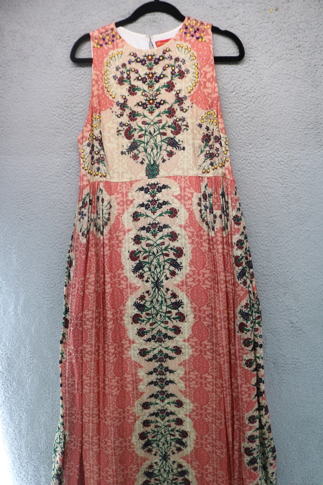 Bhanuni by Jyori Anthropologie Beaded Floral Maxi Dress-Medium-Cottagecore-Boho