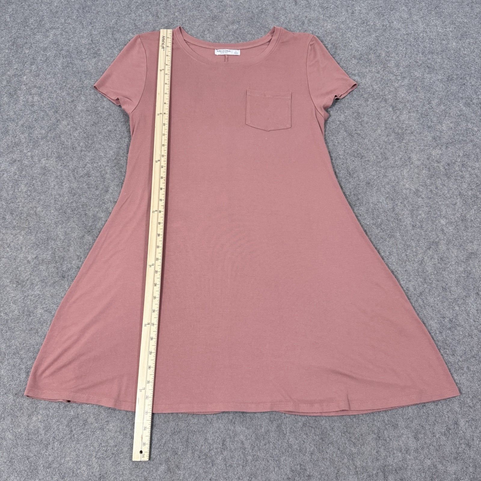Arizona Jean Co Short Sleeve Stretch Pullover Dress Fits Women’s Size Large Pink