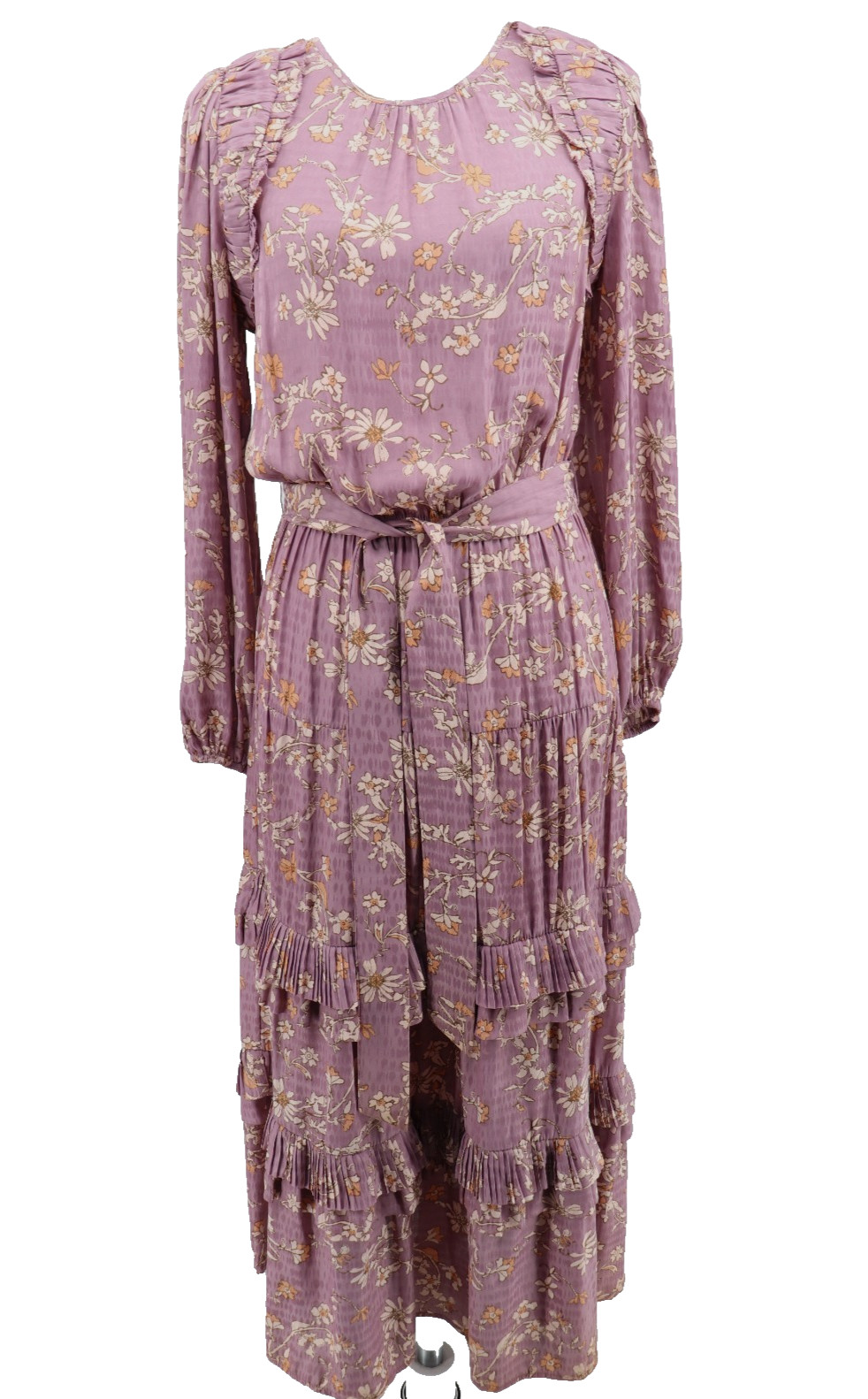 Anthropologie Current Air Tiered Maxi Long Sleeve Dress Womens Small Purple New
