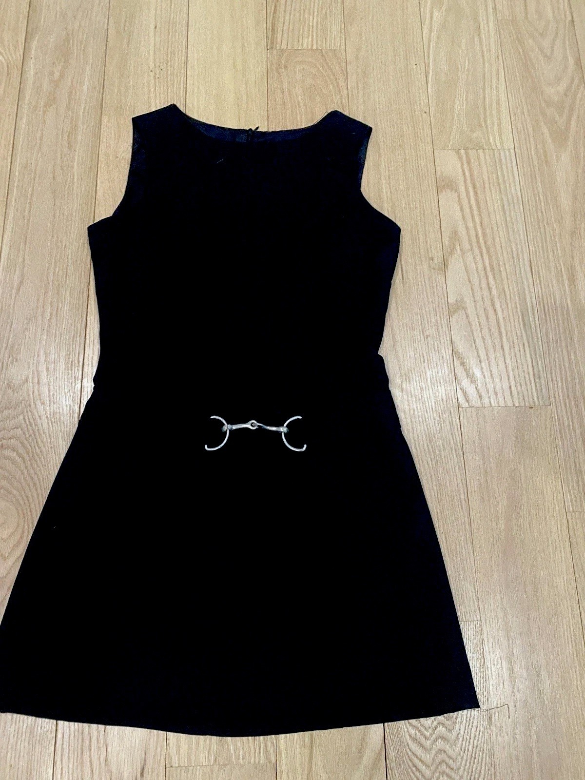 Vintage 90s Kenar Black Sleeveless Mini Dress Drop Waist Mod Size 8 LBD