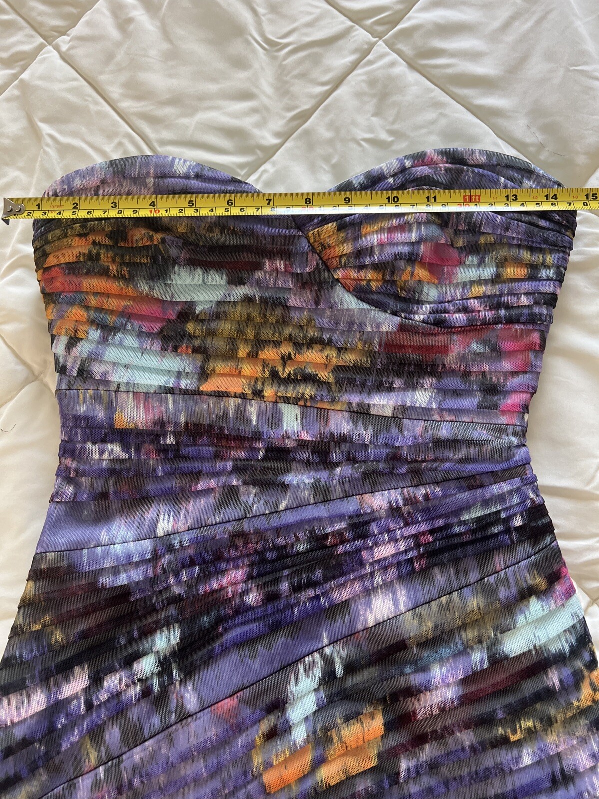 BCBG MAXAZRIA Kameron Strapless Pleated Cocktail Mini Dress In Purple Blue Siz 0