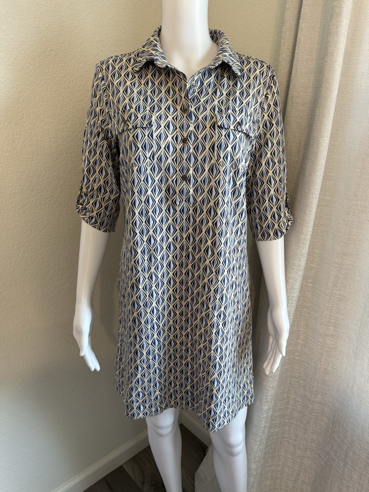 J. McLaughlin Geometric Print Shirt Dress Size Small