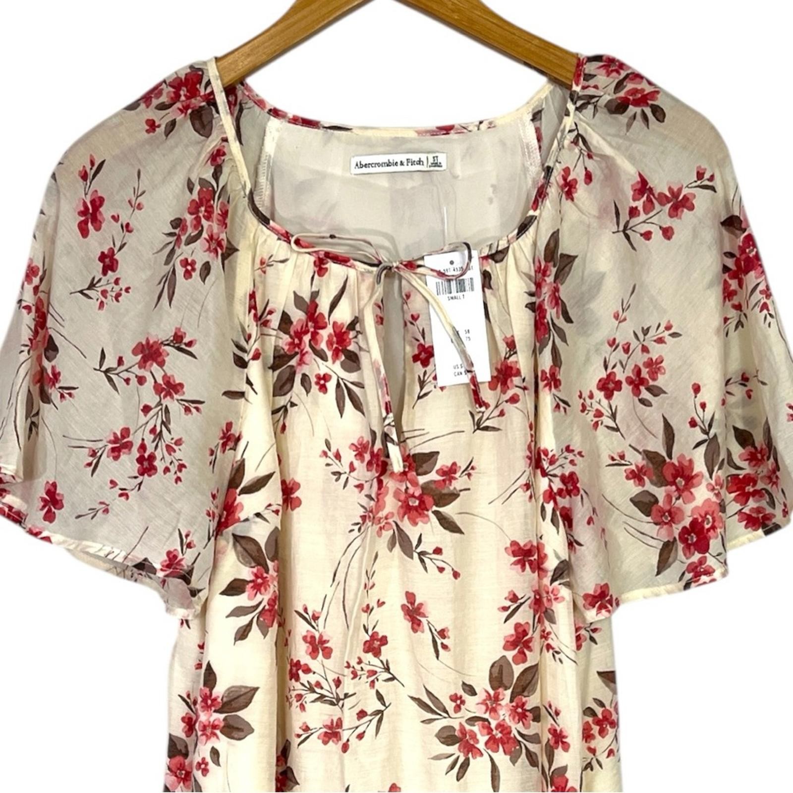 NWT Abercrombie & Fitch Floaty Trapeze Mini Dress in Cream Floral Size ST
