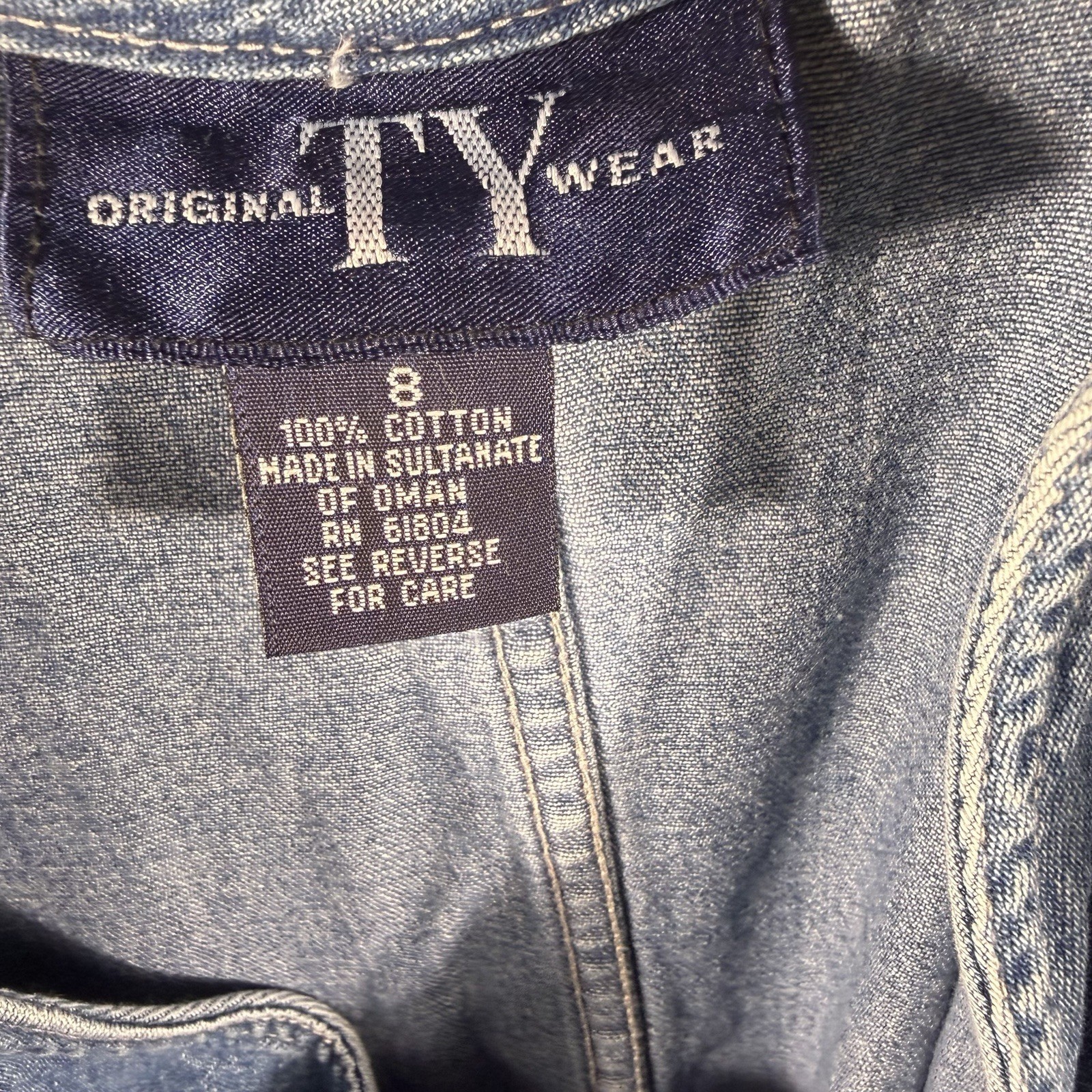 Original Ty Wear Denim Dress Size 8 Cotton Pockets Vintage Jumper Country