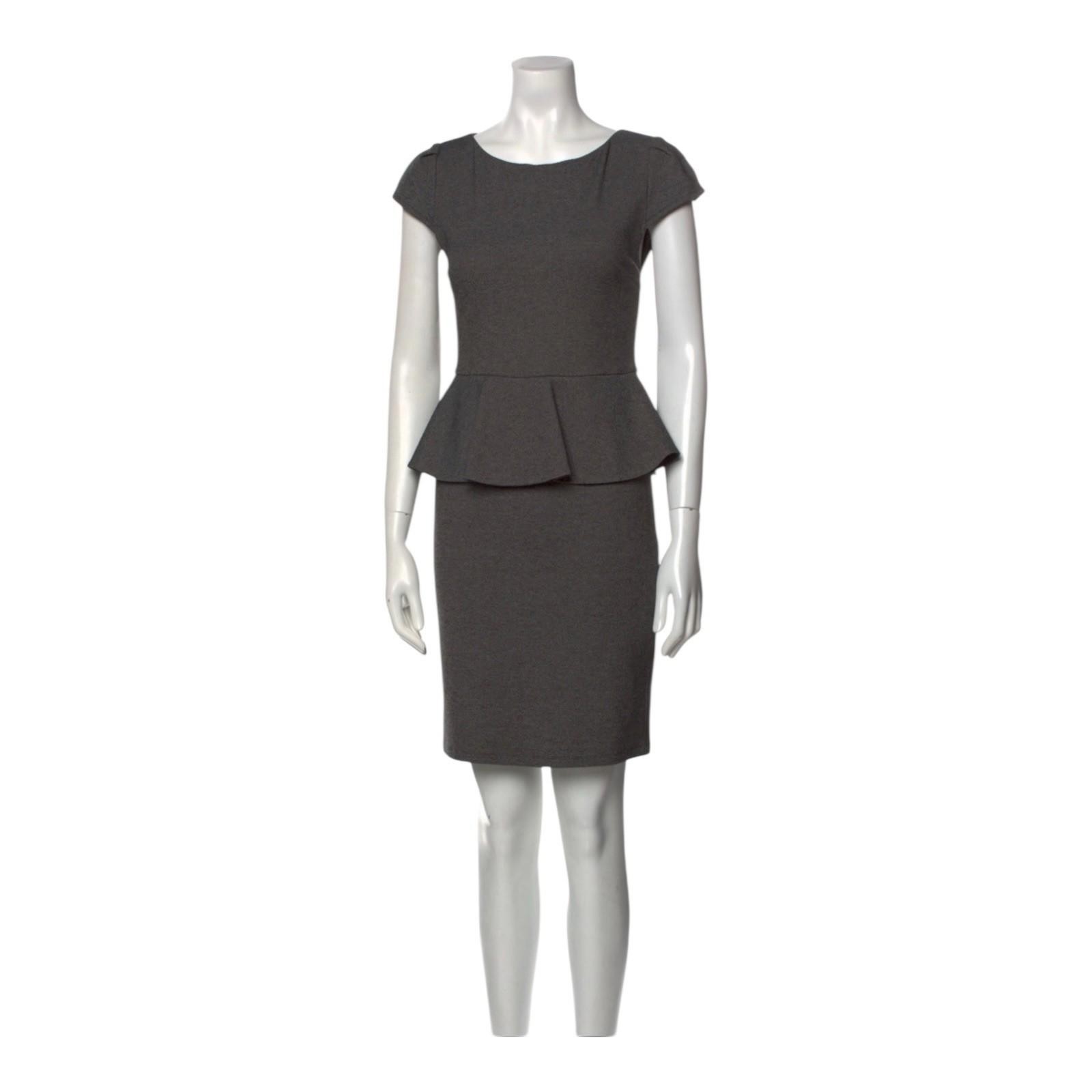 Alice + Olivia Gray Ponte Stretch Peplum Mini Dress Cap Sleeve Size S RealReal