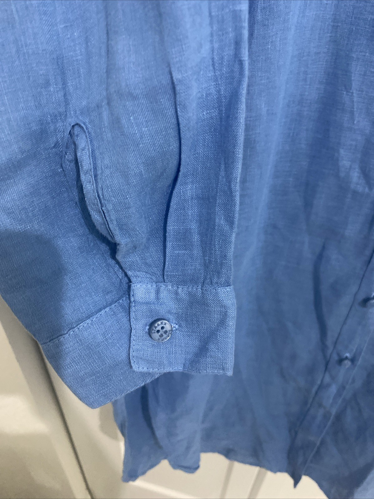 Stark X Linen Light Blue Dress Cover Up Button Down Size Medium Retail $236