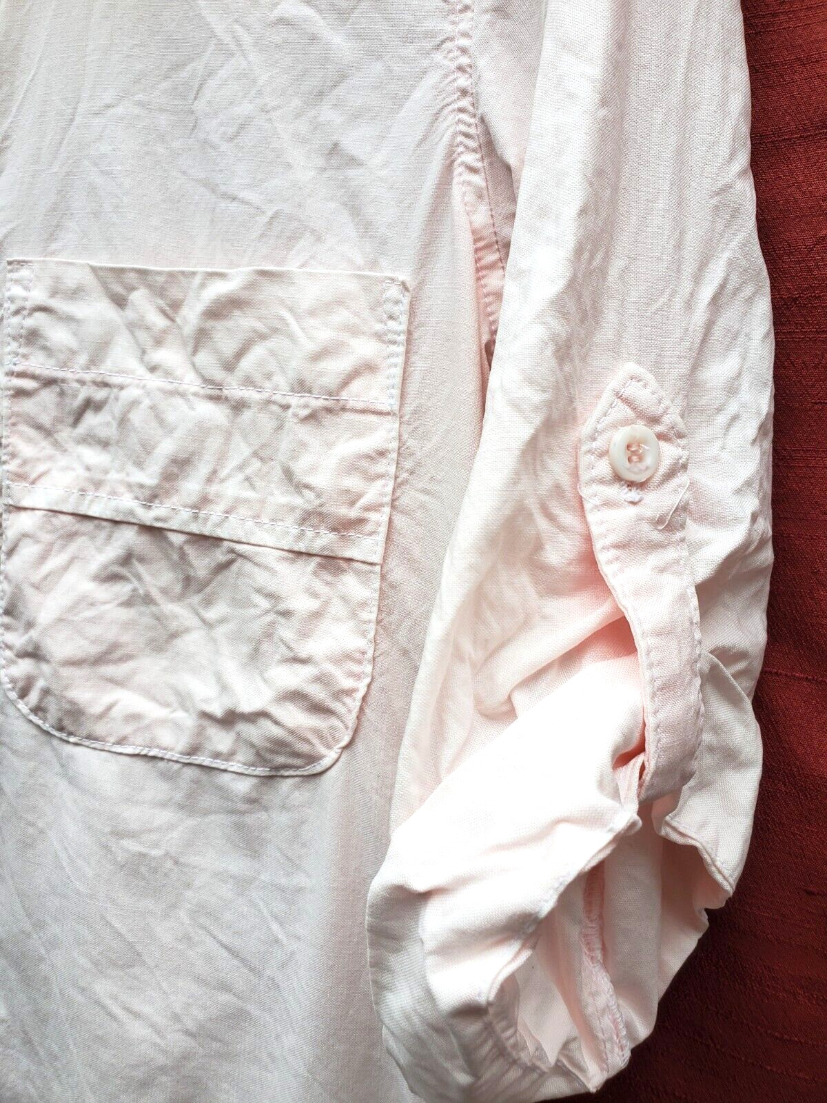 BELLA DAHL small pink BUTTONED SHIRT DRESS tencel, 1/2 sleeves, chest pockets