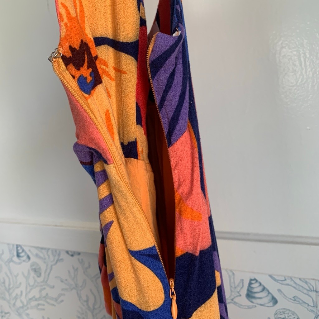 Forever 21 Contemporary Tropical Floral Maxi Mini Dress Side Slit Open Back XS