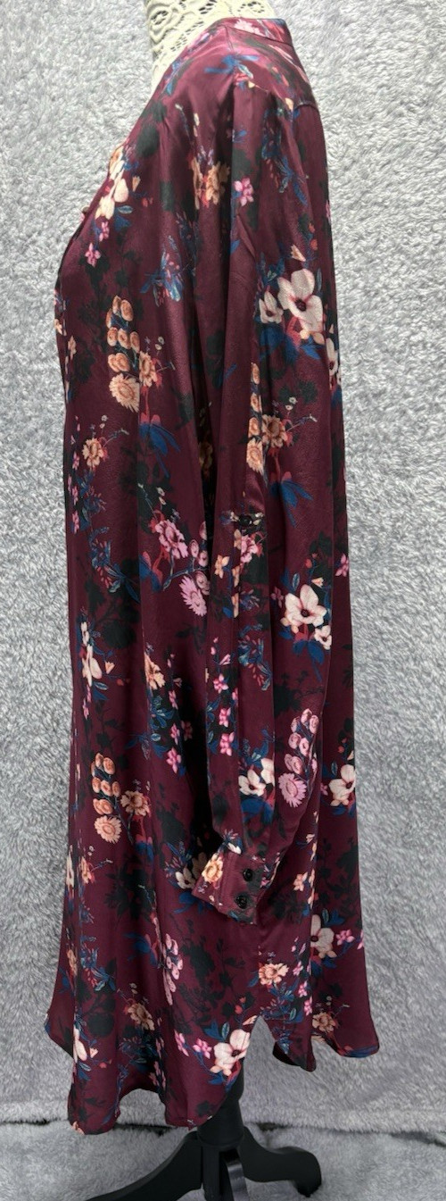 Tolani Burgundy Floral Mandala Silk High Low Tunic Dress Boho 2X Women’s Plus