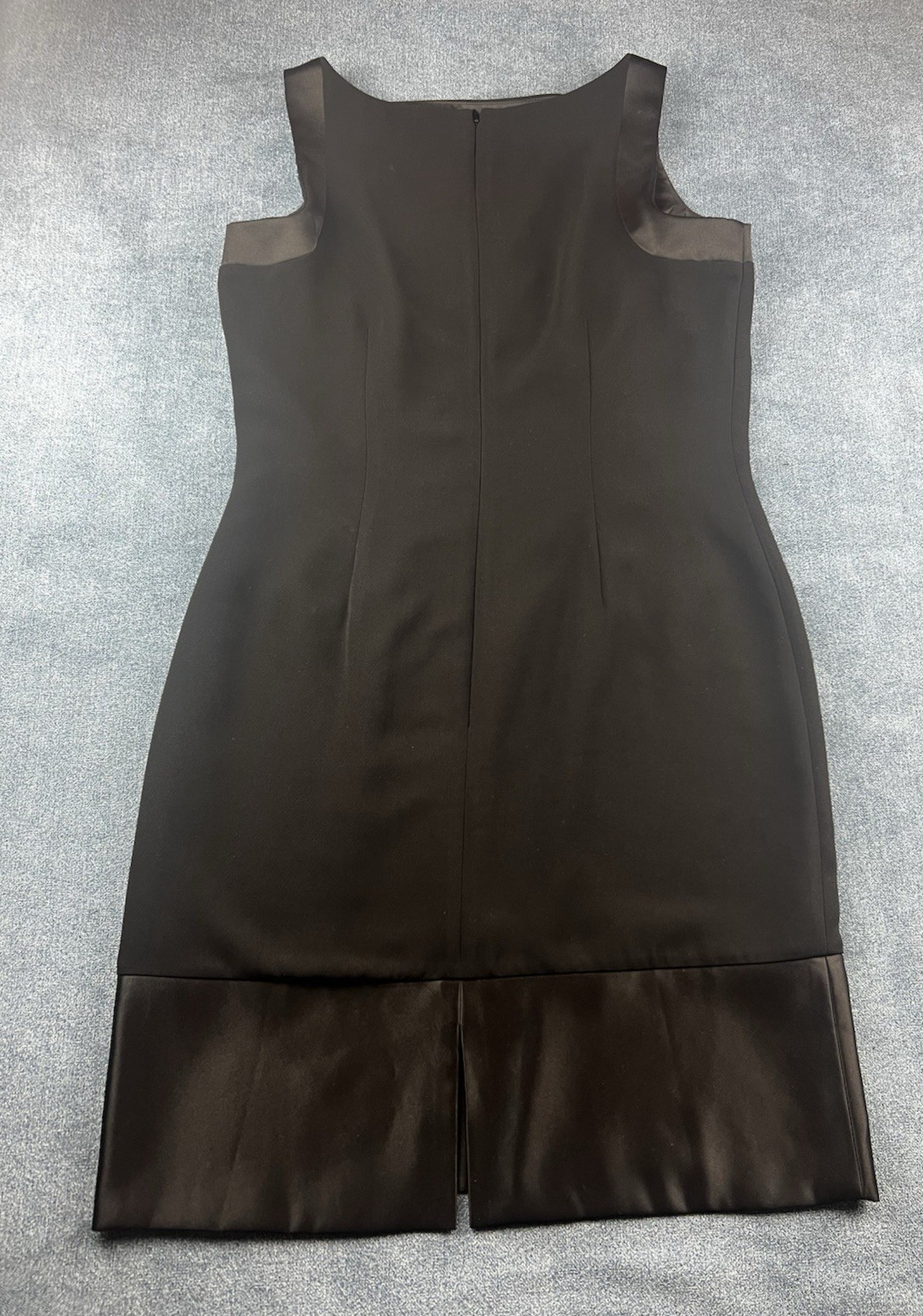 Amanda Smith Y2K Black Sheath Shift Dress Black Satin Trim Women’s Size 10