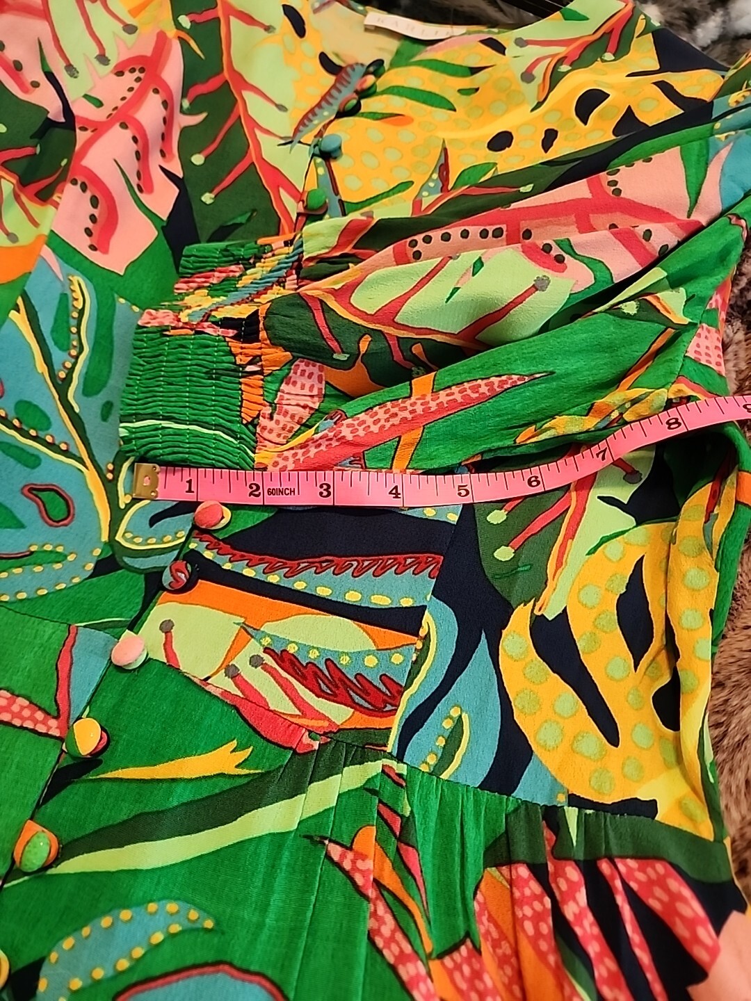 Karlie Ladies Size Medium Multicolor Tropical Floral Rayon Mini Dress