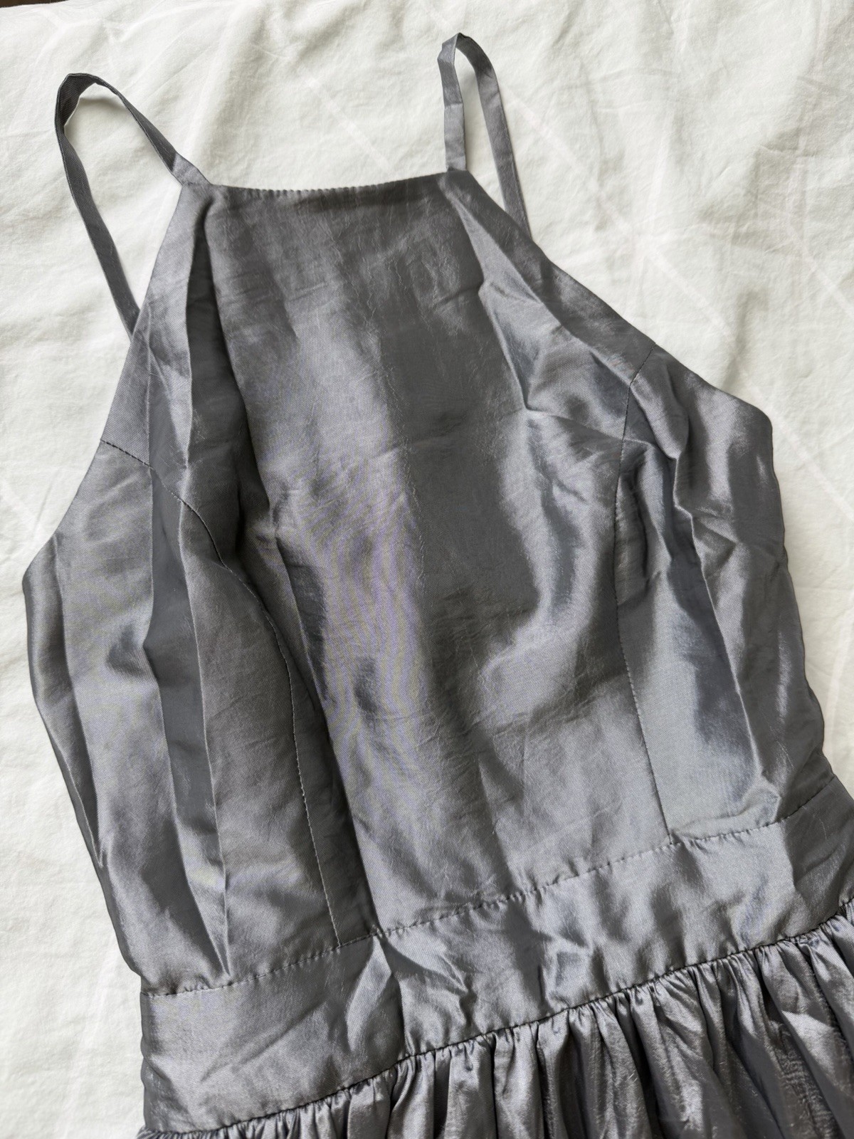 NWT Fame and Partners Silver High Neck Open Back Maxi Dress US 2