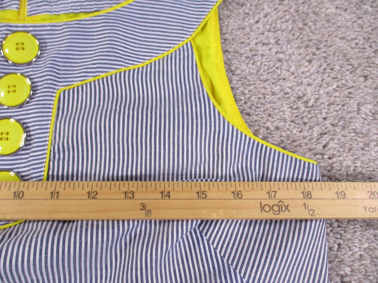 London Style Womens 12 Dress Polyester Cotton Blue Stripe Henley