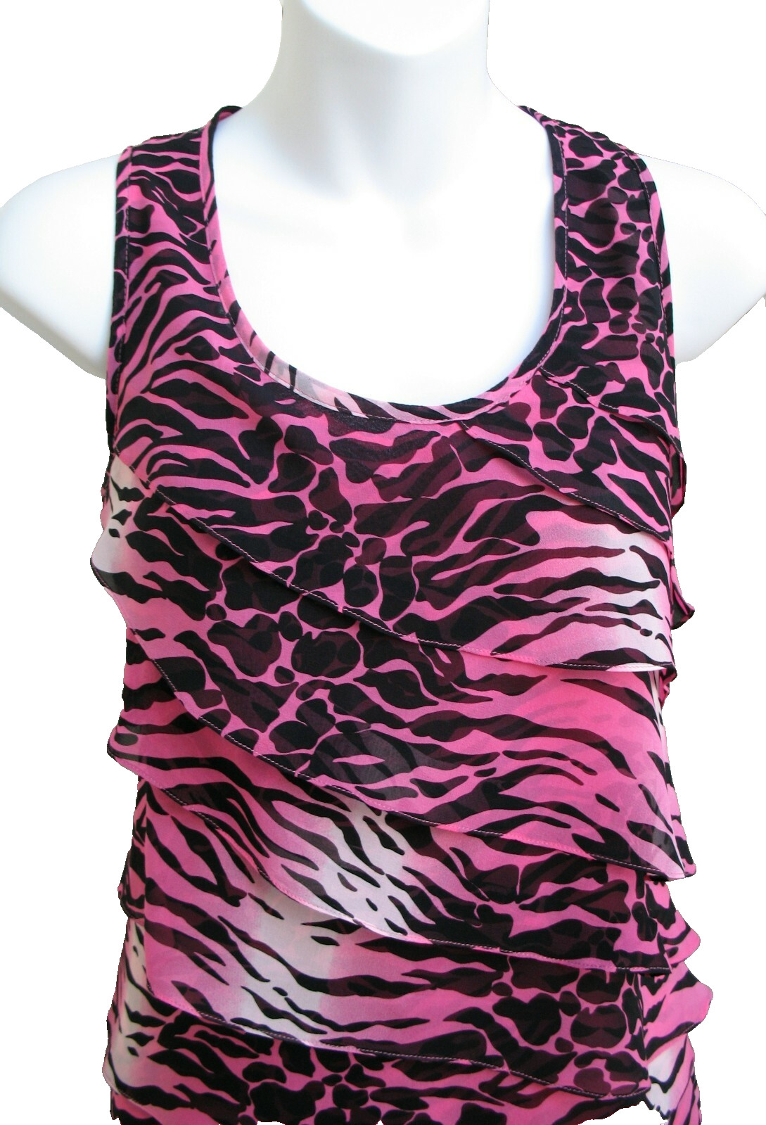 ANDREA BEHAR Boston Proper 8 SILK Animal Print Ruffle Shift Cocktail Dress Pink
