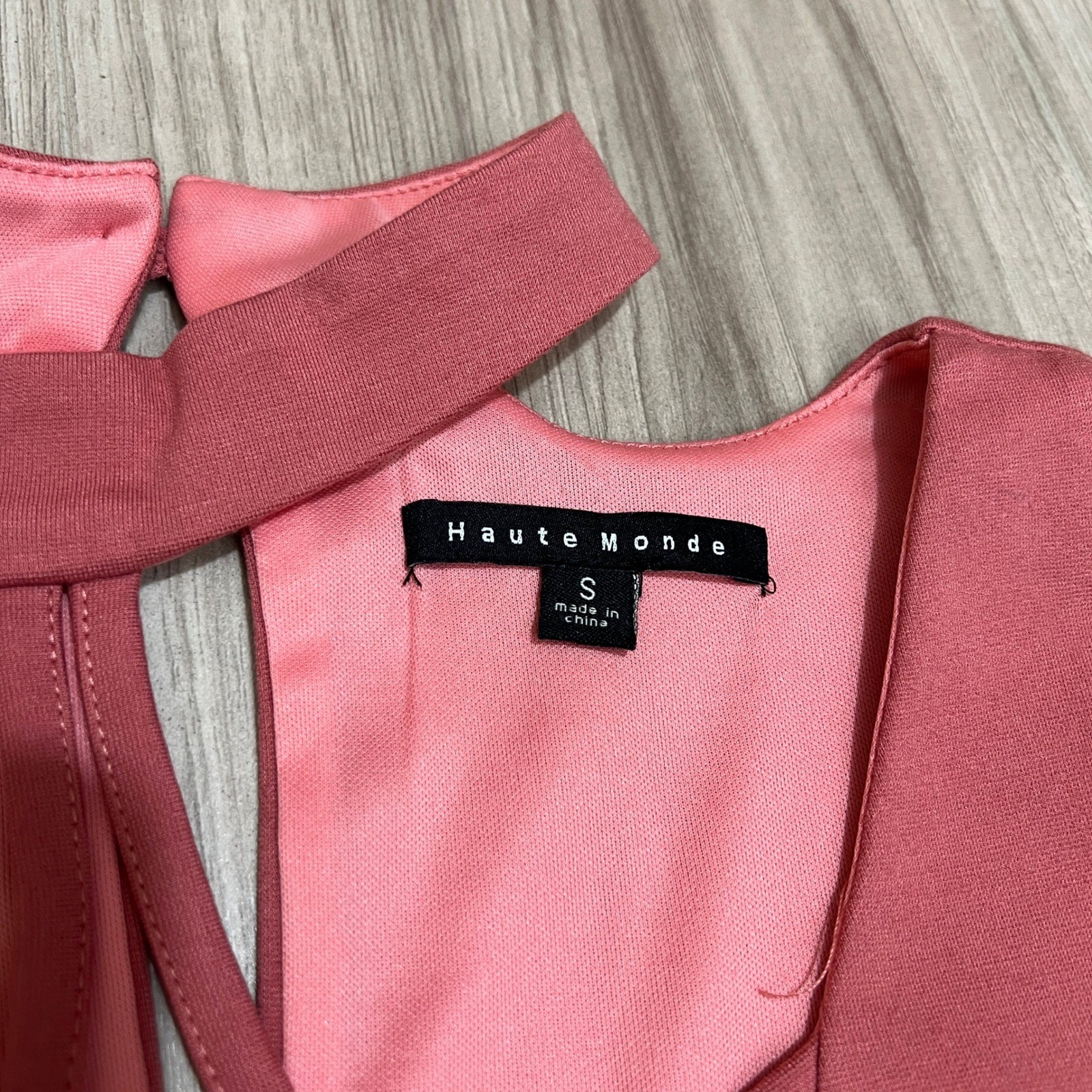 Haute Monde Womens Small Pink Cutout O-Ring Bodycon Mini Dress Choker Neck