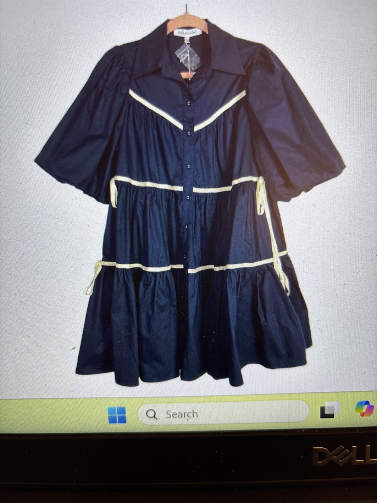 Sofie the Label Women’s Button Front Navy Mini Ruffled Dress Size M Used