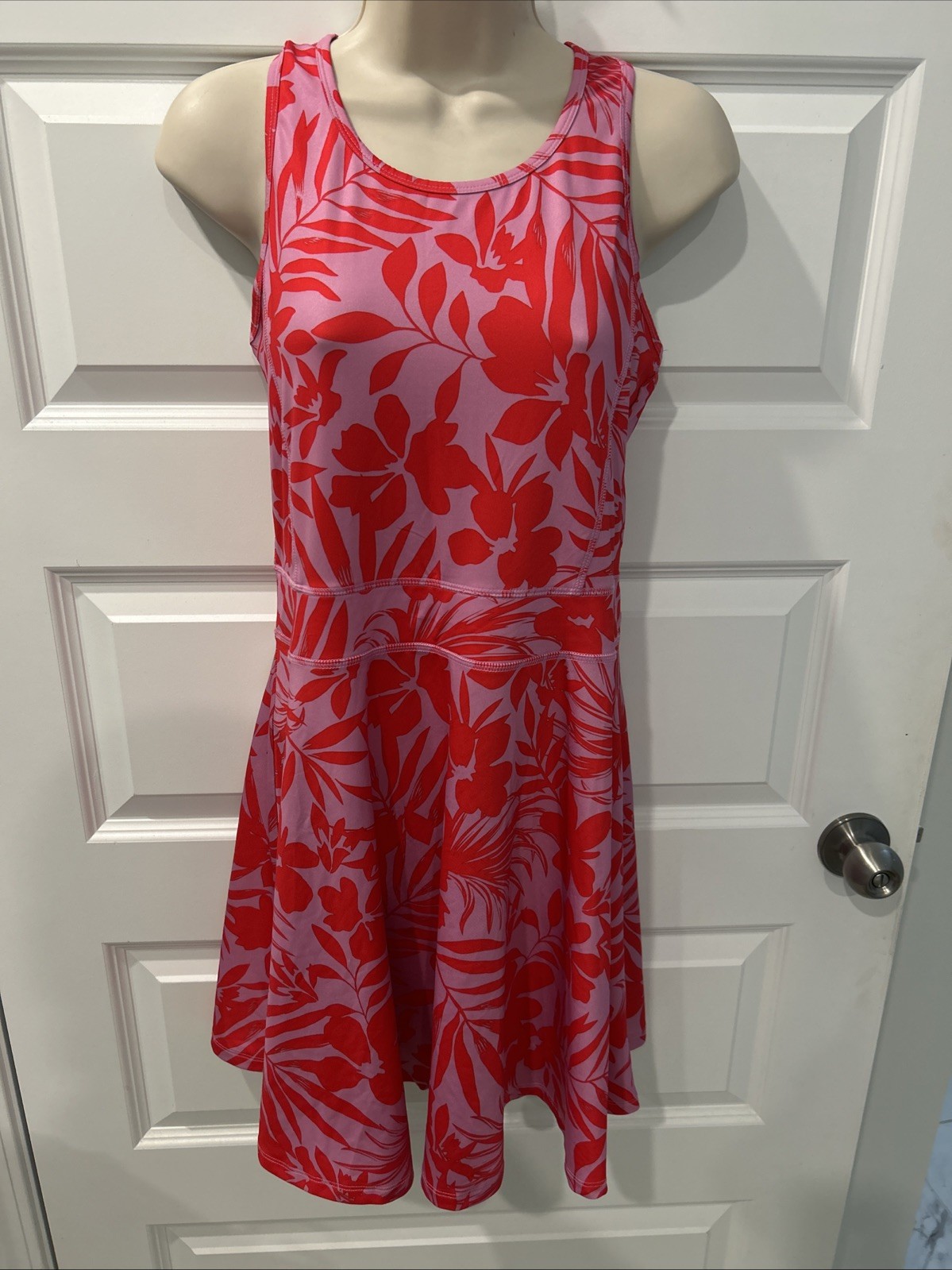 NEW Avia Sz XL (14-16) Red/Lavender Sport Dress racerback stretch athleisure (L1