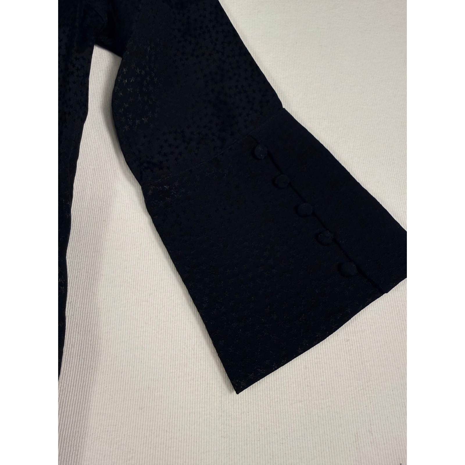 & Other Stories Mini Shift Dress 4 Black Star Jacquard Bell Sleeve Pocket