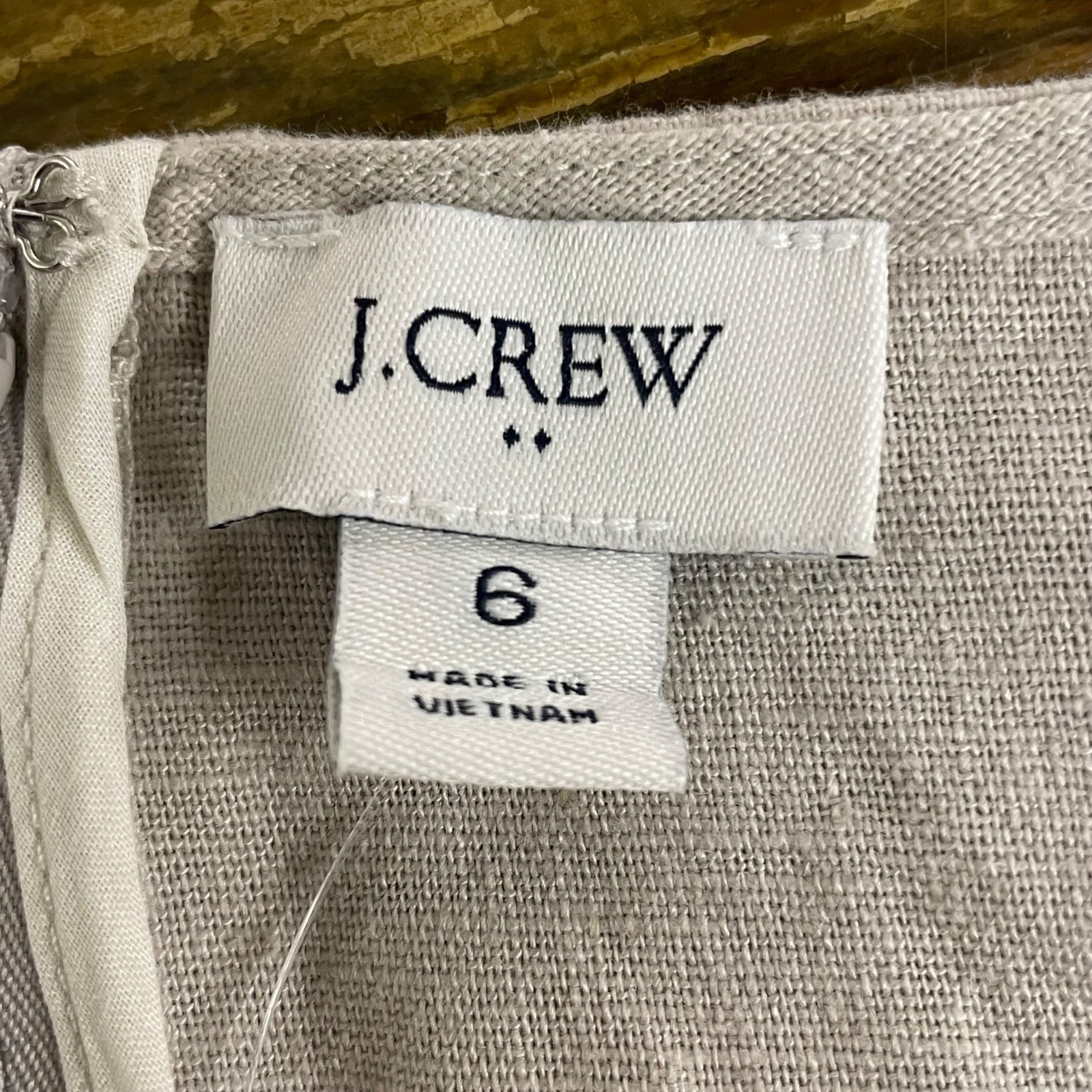 J. Crew Factory Linen-Blend Shift Mini Dress Cream/Tan Sz 6 Minimalist Coastal