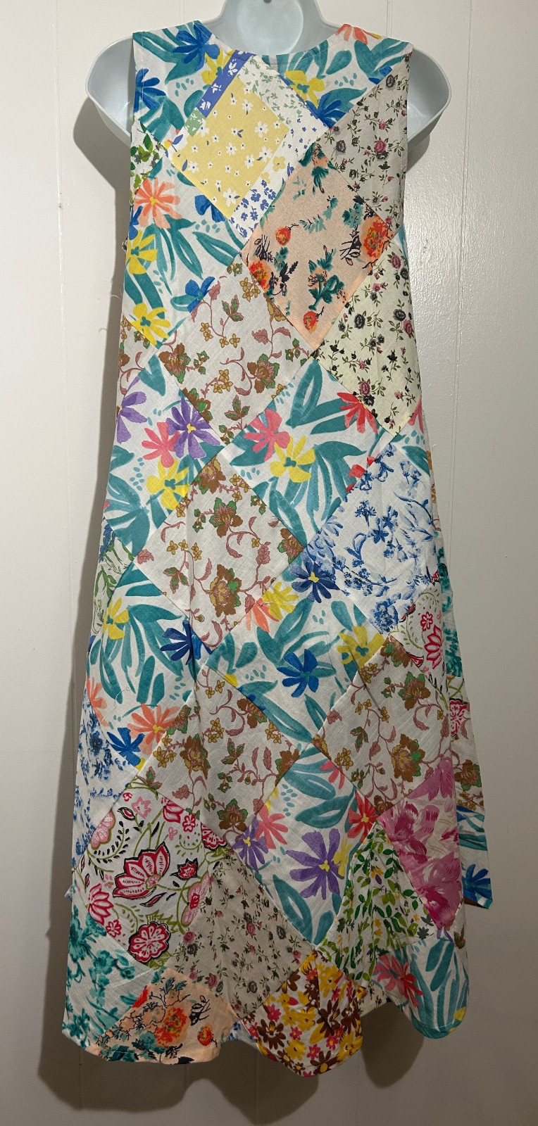 Nwt SACRED THREADS boho patch funky hippie rayon umbrella DRESS O/S fits M