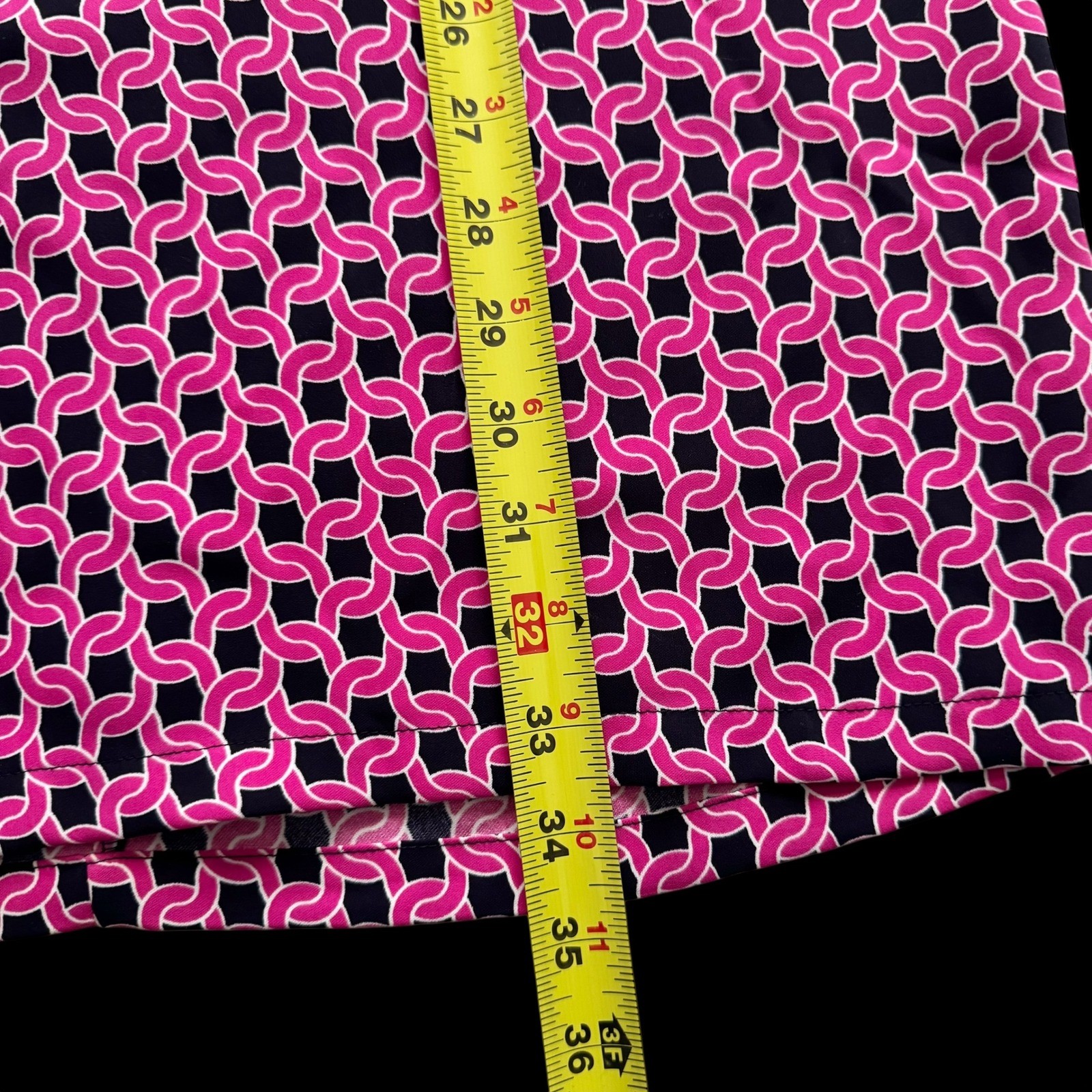 Adrienne Vittadini Geometric Print shift Dress Pink Navy Sleeveless sz 2 office