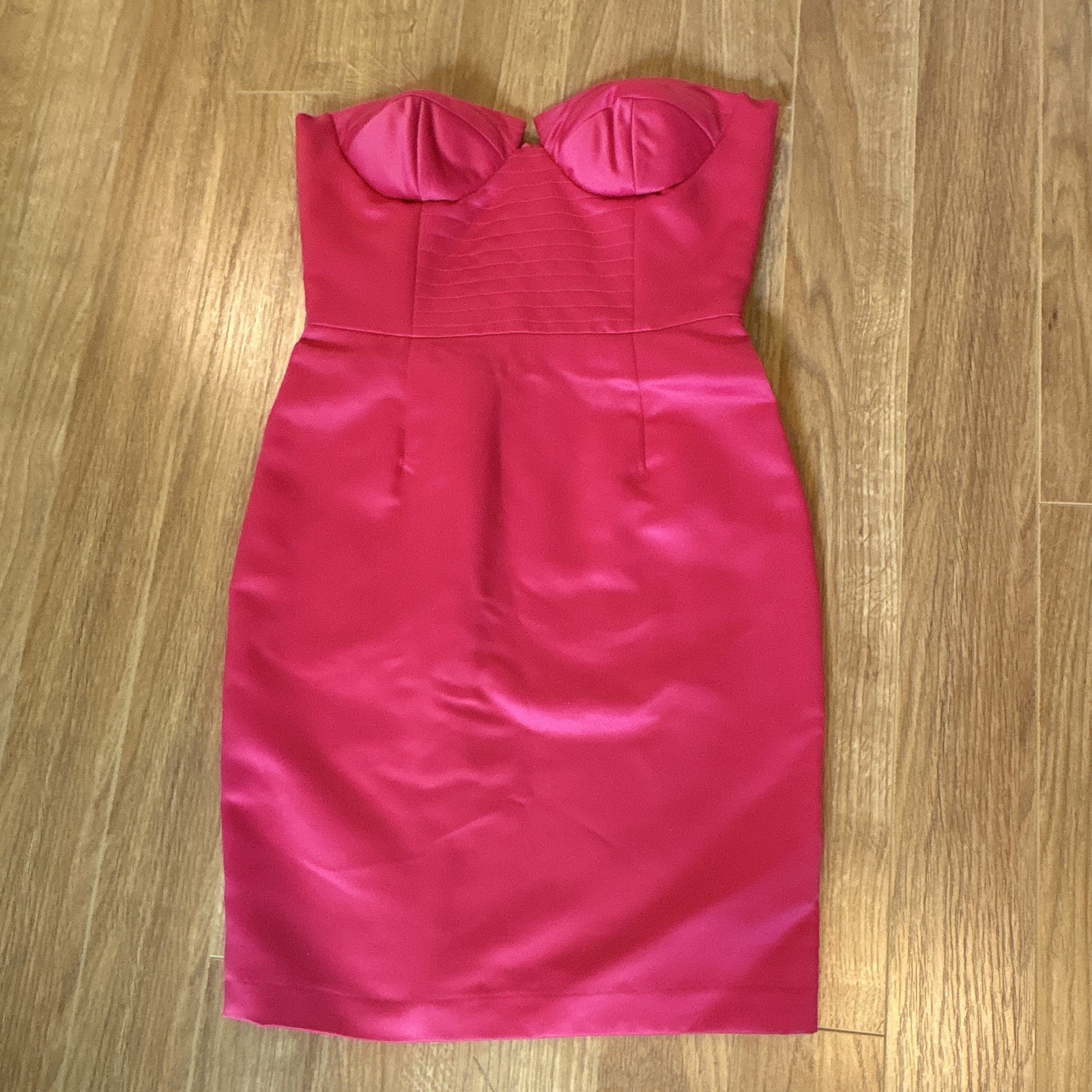 Charlotte Russe Pink Satin Strapless Sweetheart Sheath Knee Dress Zip Lined S