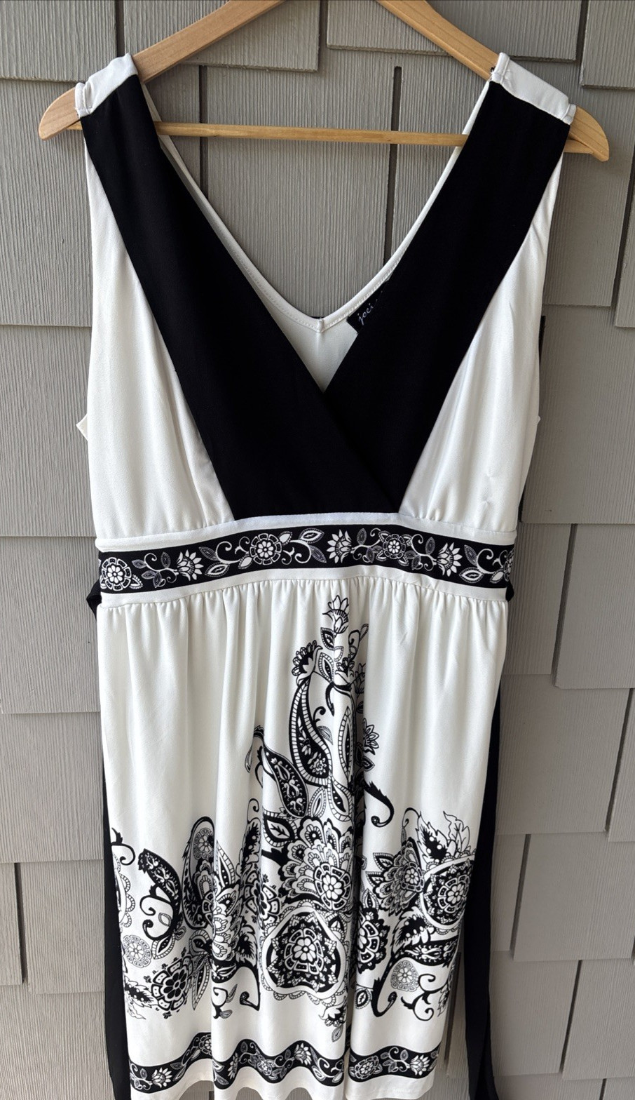 Joei & I Empire Waist Sleveless Graphic Print Lined Dress Tie Back Size XL