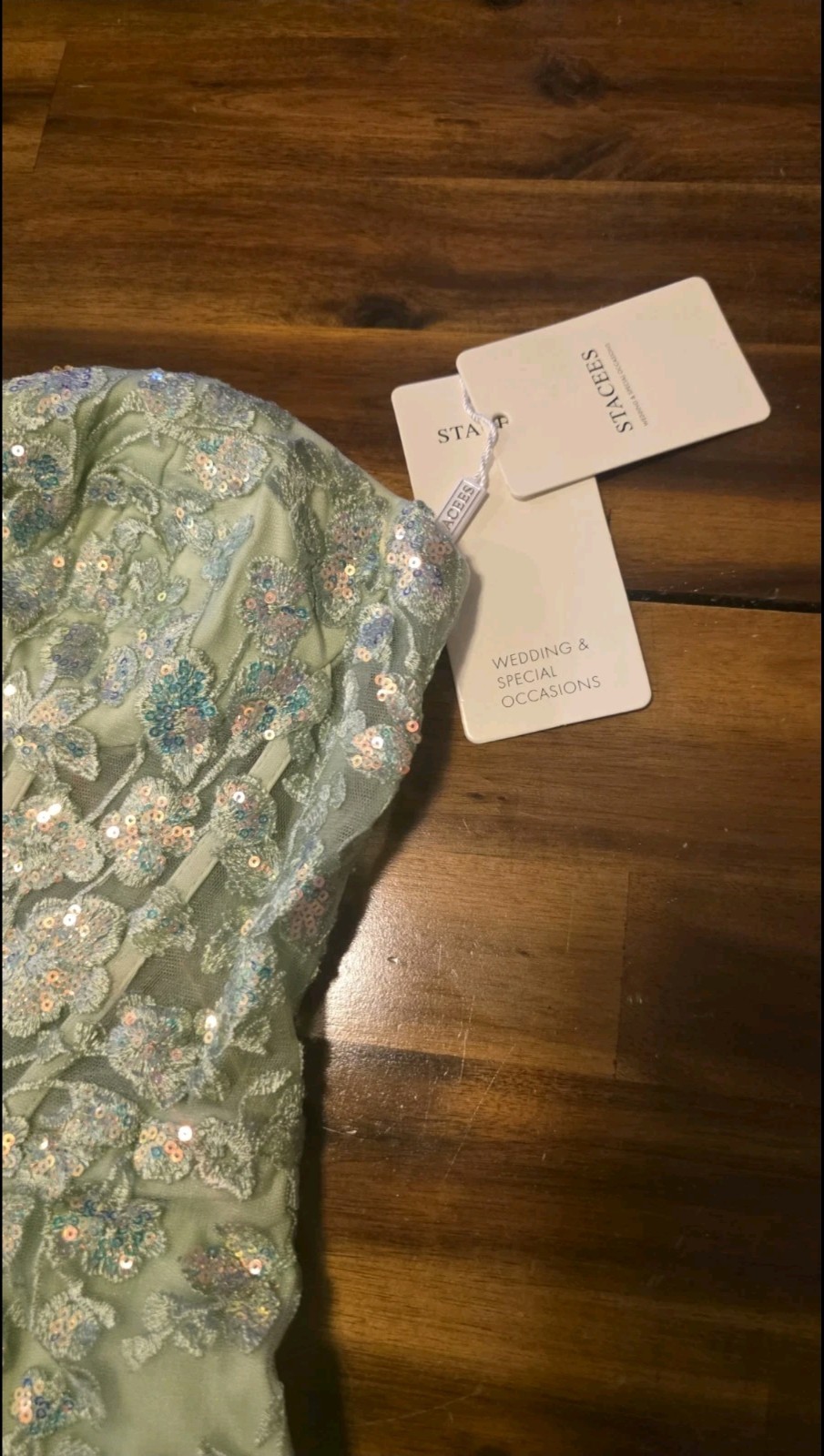 Sparkly V Neck Floral Sequined Lace-Up Homecoming Dress with Glitter Sage Sz 6